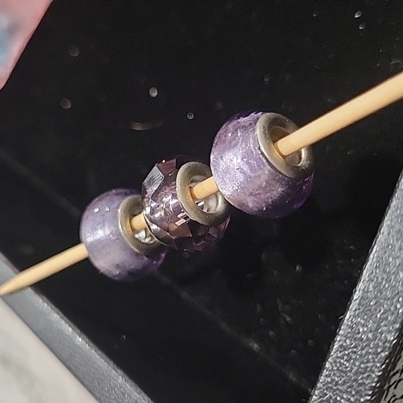 Set of 3 GLASS beads/charms. 925 silver - Picture 3 of 6